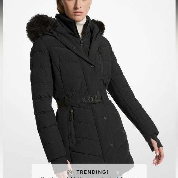 Michael Kors Black Long Puffer Coat Size Medium - Picture 1 of 10